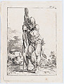 Standing Soldier Holding a Rolled Flag, Philippe Jacques de Loutherbourg  French, Etching