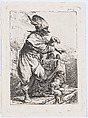 A Performer on a Stage with a Monkey, Philippe Jacques de Loutherbourg  French, Etching