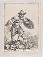 Soldier with Sword and Shield, Stepping over a Body, Philippe Jacques de Loutherbourg  French, Etching