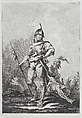 Two Soldiers, One Standing Holding a Lance, One Seated, Matthias Pfenninger  Swiss, Etching