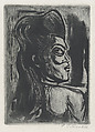 Head of woman in profile, to right, José Clemente Orozco  Mexican, Aquatint