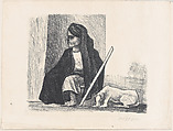 An indigenous woman seated on the ground, her dog alongside, Pablo Esteban O'Higgins  American, Lithograph