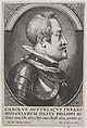 Portrait of Charles of Austria, Infante of Spain, in profile to the right, Pieter de Jode II  Flemish, Engraving