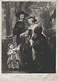 Rubens with his Wife and Child, James McArdell  Irish, Mezzotint; second state of two