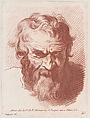 Head of a man with a beard, Louis Marin Bonnet  French, Crayon-manner engraving with red ink