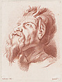 Head of a satyr, Louis Marin Bonnet  French, Crayon-manner engraving with red ink