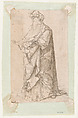 Standing Male Figure with a Scroll, Circle of Andrea Mantegna, Pen and dark brown ink
