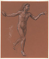 Study of dancing girl, for "Horae Serenae", Sir Edward John Poynter  British, born France, Black and white chalks on brown paper