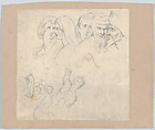 A group of five heads with other studies, Theodor Richard Edward von Holst  British, Graphite
