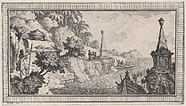 Landscape, from a series of six landscapes titled "Observationib.Astronom.Regiae.Paris.Scient. Acad...1736", Quentin Pierre Chedel French, Etching
