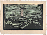 Mystical Shore, Edvard Munch (Norwegian, Løten 1863–1944 Ekely), Woodcut printed in green; third state of five (Woll)
