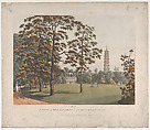A View in Kew Gardens of the Alhambra and the Pagoda, Heinrich Joseph Schütz  German, Aquatint with watercolor