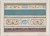 Design for the Decoration of a Cornice and Dado with Neoclassical Motifs, Guiseppe Mannocchi  Italian, Watercolor and gouache over graphite, some reinforcements in pen and ink