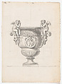 Bronze Garden Vase with Two Putti from the Gardens of Versailles, Claude Ballin the Elder  French, Pen and ink with gray wash over ruled lines in graphite