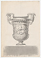 Bronze Garden Vase with Two Dragons from the Gardens of Versailles, Claude Ballin the Elder  French, Pen and ink with gray wash over ruled lines in graphite