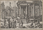 Zacharias Stepping out of the Temple, from "Events in and around the Temple", Jan and Lucas van Doetecum  Dutch, Etching and engraving