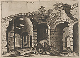 Ruins with Arched Vaults, from "Roman Ruins and Buildings", Johannes van Doetecum I Netherlandish, Etching and engraving