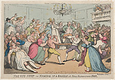The Gig Shop or Kicking Up a Breeze at Nell Hammiltons Hop, Thomas Rowlandson (British, London 1757–1827 London), Hand-colored etching