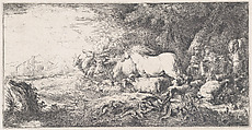 Noah and the animals entering the ark, Giovanni Benedetto Castiglione (Il Grechetto)  Italian, Etching