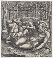 The drunken Silenus with putti, Anonymous, Italian, 16th century  Italian, Engraving
