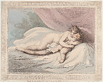 Sleeping Venus Cuddling a Child, Thomas Rowlandson  British, Etching and stipple, hand-colored