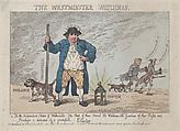 The Westminster Watchman, Thomas Rowlandson British, Hand-colored etching