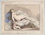 Sleeping Venus and Love, Thomas Rowlandson  British, Etching and stipple, hand-colored