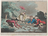 Frog Hunting, Thomas Rowlandson  British, Etching and aquatint, hand-colored
