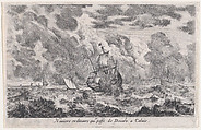 A ship travelling between Dover and Calais, from "Views of seaports" (Vues de ports de mar), Stefano della Bella  Italian, Etching