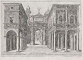 A street with buildings and arcades, Anonymous, Italian  Italian, Engraving