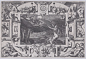 Medea and Her Chariot Drawn by Dragons (Echevellée et nue par nuit brune, en lieu désert invoque astres et lune...), from "Jason and the Golden Fleece", René Boyvin  French, Engraving