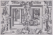 Medea Kills Her Two Children by Jason (Pour qui d'Absyrte a le sang repandu, fait que du sien le tort lui soit rendu...), from "Jason and the Golden Fleece", René Boyvin French, Engraving
