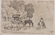 Four Wheel Chaise, Thomas Rowlandson  British, Etching with stipple