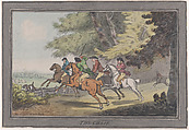The Chase, Thomas Rowlandson British, Hand-colored etching and aquatint
