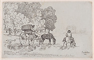 Four Wheel Chaise, Thomas Rowlandson  British, Etching with stipple