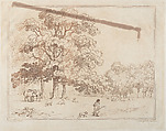 A Park Landscape, Thomas Rowlandson British, Etching, printed in brown ink; proof before addition of aquatint