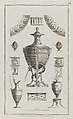 Vases and Ornament Designs, nos. 200-208, plate 38 from "Designs for Various Ornaments", Michelangelo Pergolesi  Italian, Etching