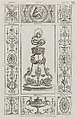 Tripod and Panels of Ornament, nos. CCIV–CCXVII, plate 39 from "Designs for Various Ornaments", Michelangelo Pergolesi  Italian, Etching