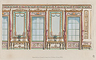 Interior Ornamented Wall with Windows and Pier-Glasses, nos. 267–273, plate 47 from "Designs for Various Ornaments", Michelangelo Pergolesi  Italian, Etching and watercolor