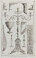 Candelabra, Vessels and Ornament, nos. 358–369, plate 54 from "Designs for Various Ornaments", Michelangelo Pergolesi  Italian, Etching and engraving