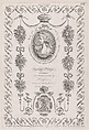 Portrait of the Duchess of Buccleugh and Ornament, nos. CCCCXXXII, 433, 435, plate 66 from "Designs for Various Ornaments", Michelangelo Pergolesi  Italian, Etching
