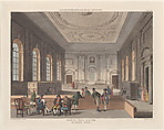 South Sea House, Dividend Hall, Thomas Rowlandson British, Hand-colored etching and aquatint