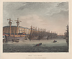West India Docks, Thomas Rowlandson  British, Hand-colored etching and aquatint