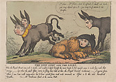 The Sick Lion and The Asses, Thomas Rowlandson  British, Hand-colored etching