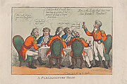 A Parliamentary Toast, Thomas Rowlandson  British, Hand-colored etching