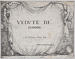 Title page of 'Views of Gardens' (Vedute de' Giardini), Johann Wilhelm Baur German, Etching