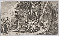 Plate 101: Silenus before King Midas, from 'Ovid's Metamorphoses', Johann Wilhelm Baur German, Etching