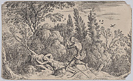 Cephalus and Procris, plate 70 from "Ovid's Metamorphoses", Johann Wilhelm Baur German, Etching