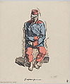 Prisoner (Gefangener), from 'Kriegsbilderbogen Münchner Künstler', René Beeh German, Hand-colored lithograph