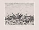 Military scene with five men on horseback, August Beck Swiss, Etching